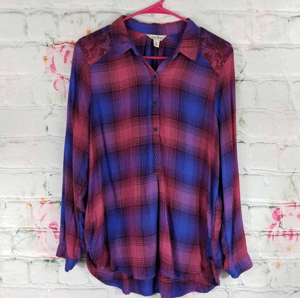 Lucky Brand Multicolored Plaid Button Shirt, Med
